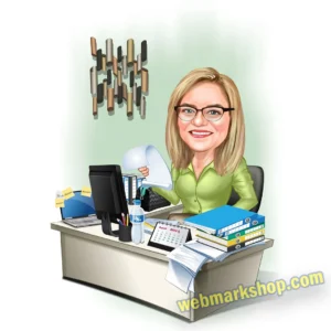 Female Office Caricature Cartoon Staff reception administration Character