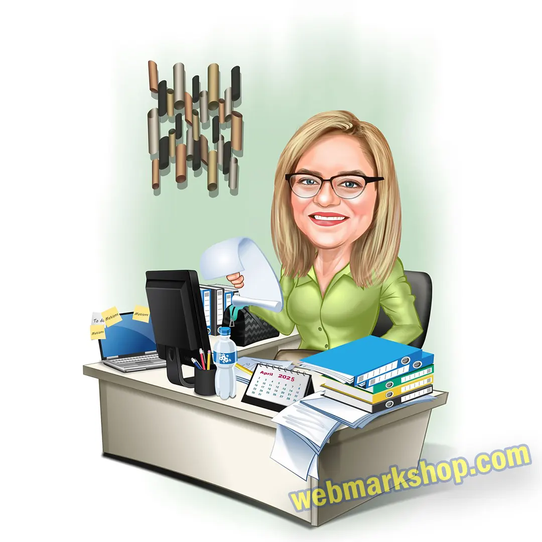Female Office Caricature Cartoon Staff reception administration Character