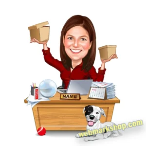 Female Office Caricature Cartoon Staff reception administration Character