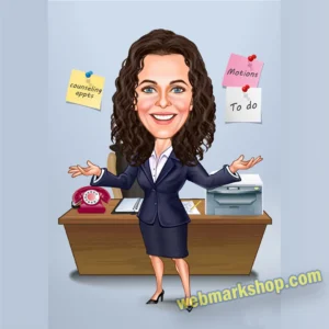 Female Office Caricature Cartoon Staff reception administration Character