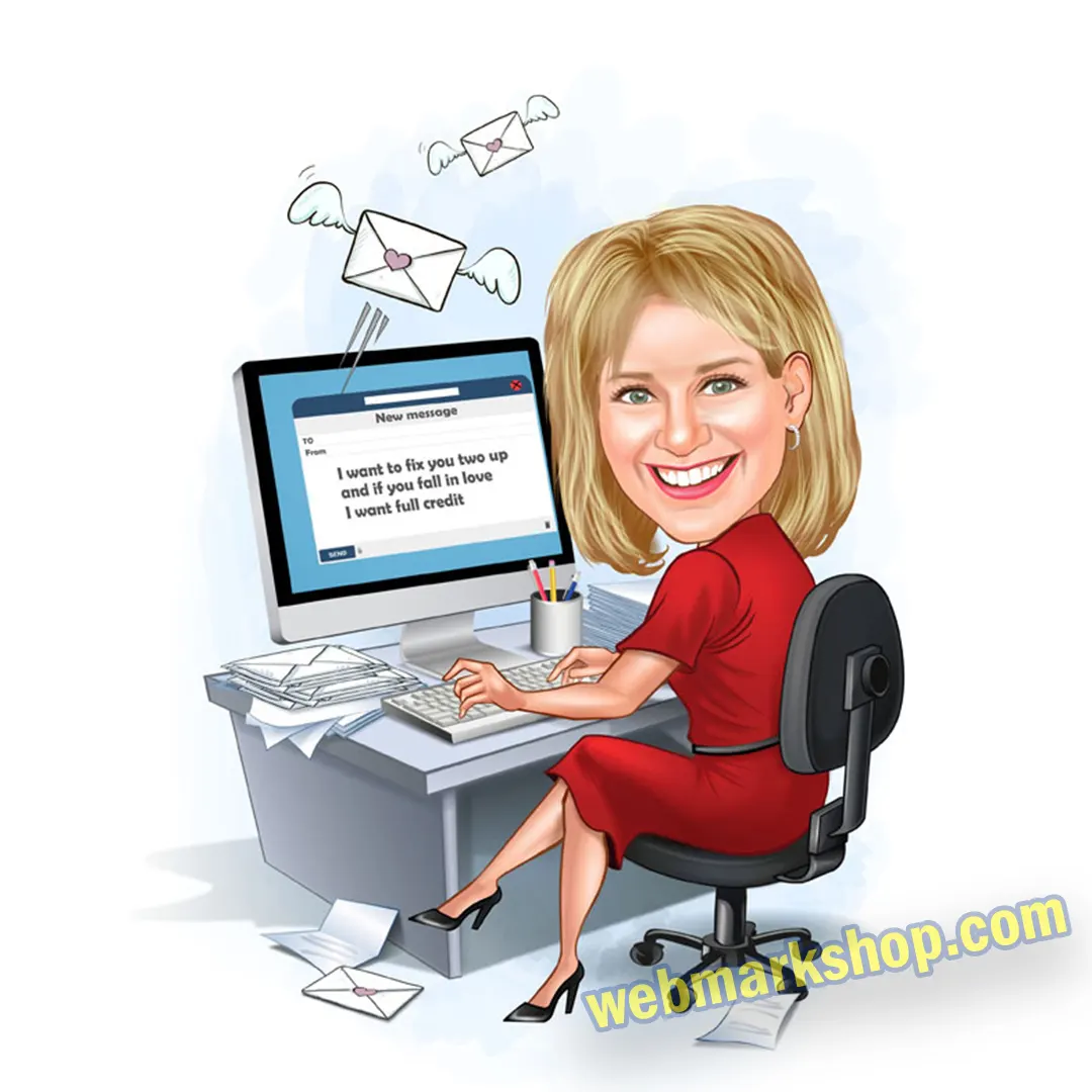 Female Office Caricature Cartoon Staff reception administration Character
