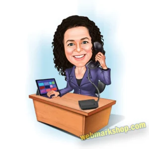 Female Office Caricature Cartoon Staff reception administration Character