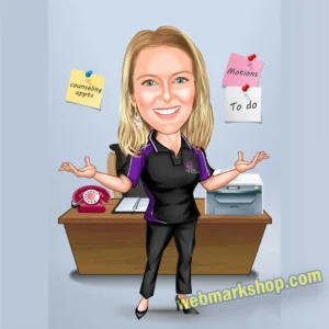 Female Office Caricature Cartoon Staff reception administration Character