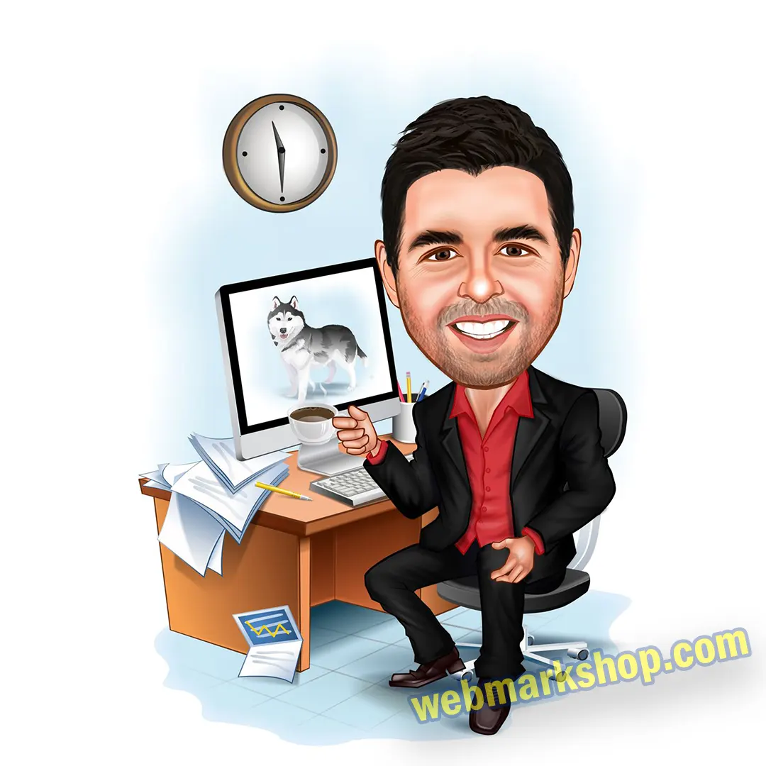 Male Office Customize Caricature Cartoon Staff administration Assistance Character