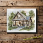 Custom home portrait, watercolor house painting, home painting, realtor gift, house print, custom watercolor, home painting, housewarming -Template #WCP8051