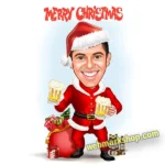 Custom Christmas Couple Caricature – Personalized Holiday Portrait, Xmas Gift, Cartoon Illustration -Template #XMAS5054