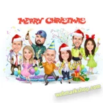 Custom Company Team Christmas Caricature – Realtor Group Holiday Portrait, Personalized Company Xmas Illustration-Template #XMAS5058